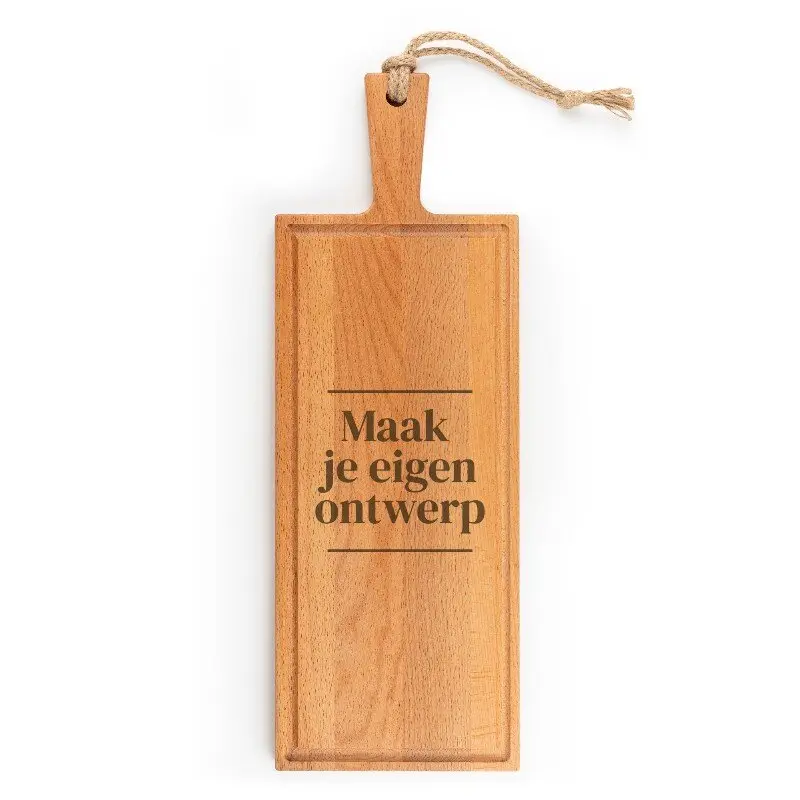 Beukenhouten borrelplank met sapgeul graveren met uniek logo of ontwerp