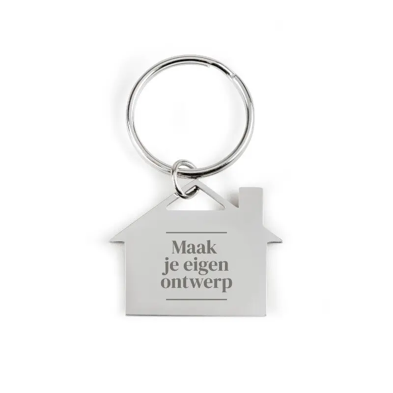 sleutelhanger huis graveren met naam of logo