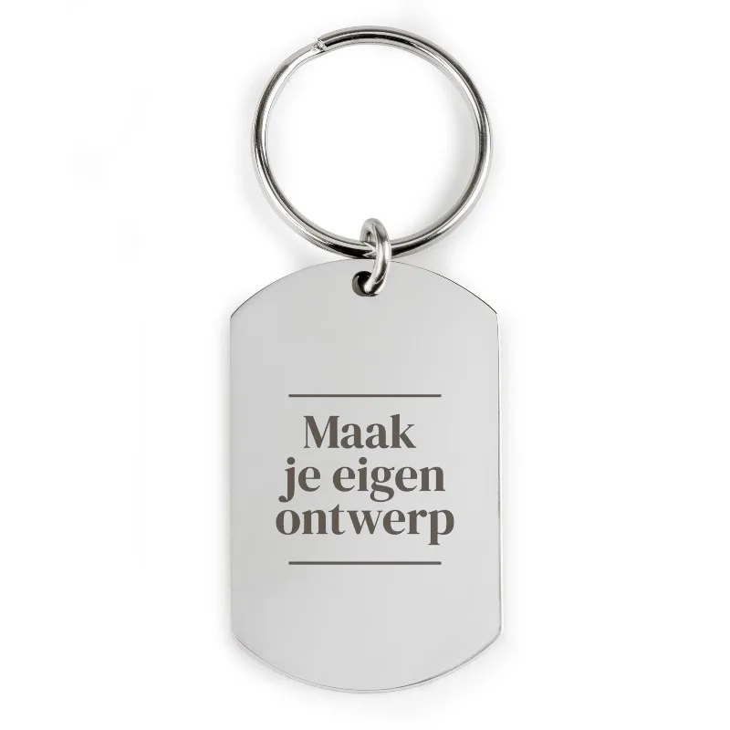 gegraveerde sleutelhanger met tekst